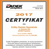 EnSky - Certyfikat, Certyfikat - Dudek Paragliders